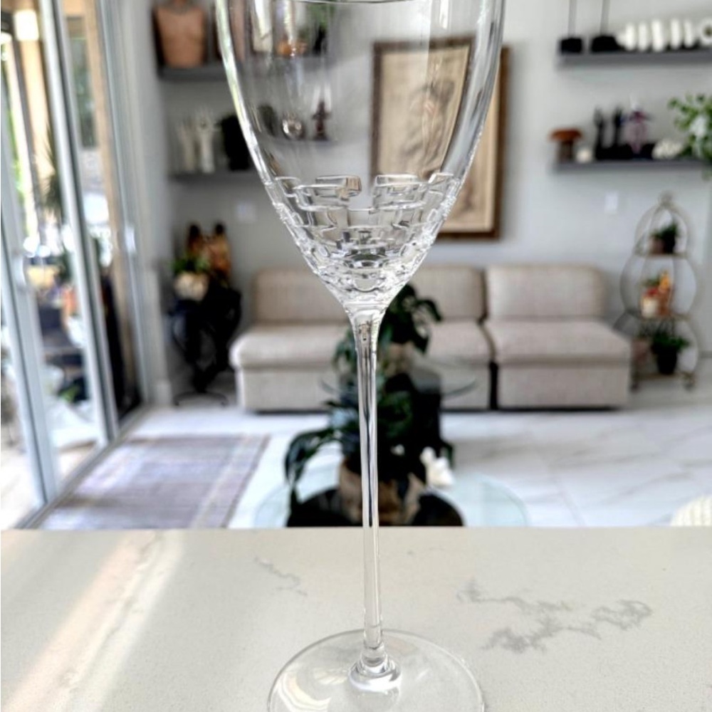 Waterford Crystal John Rocha "Geo" Large Stem Wine Glass | 10³⁄₁₆" |Signed|Mint